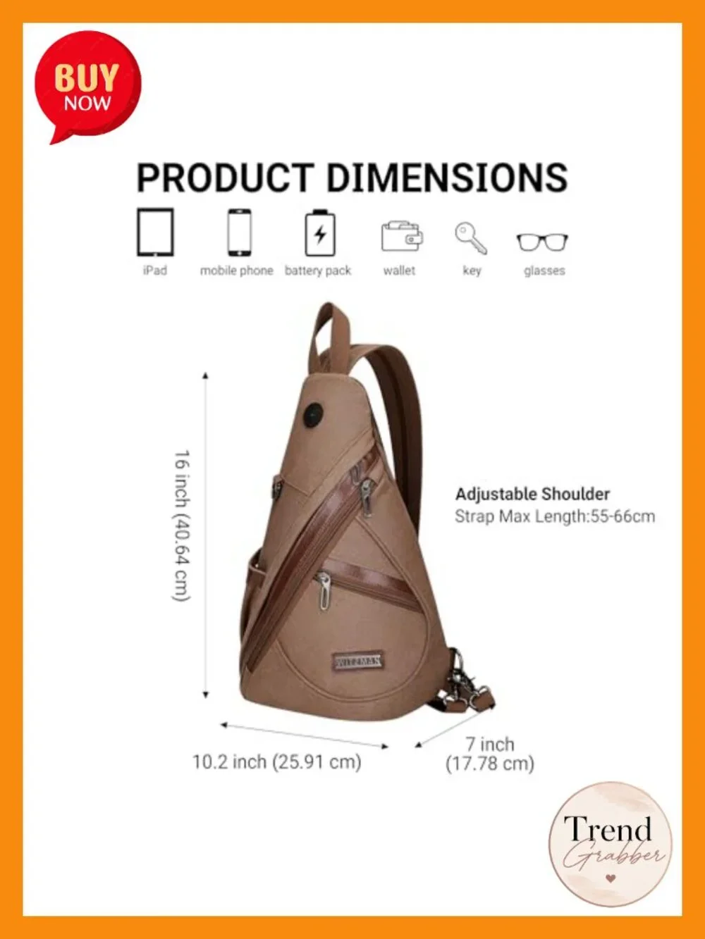 Canvas Sling Backpack for Men Convertible Daypack 19L Fits 9.7